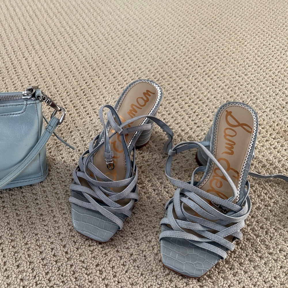 Sam Edelman Light Blue Strappy Block Heel Sandals